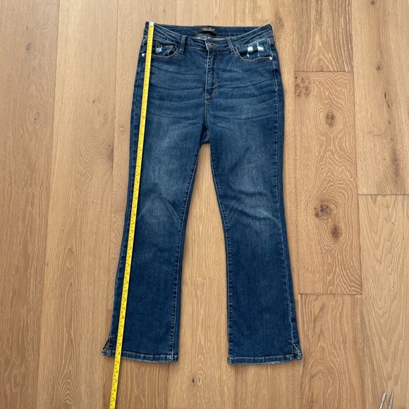 Judy Blue Jeans Women 11/30 Slim Bootcut High Rise Dark Wash Split Hem JB88290-S - Picture 8 of 15